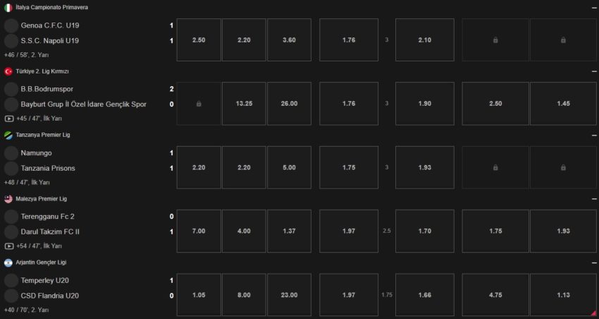 odeonbet spor bahis seçenekleri