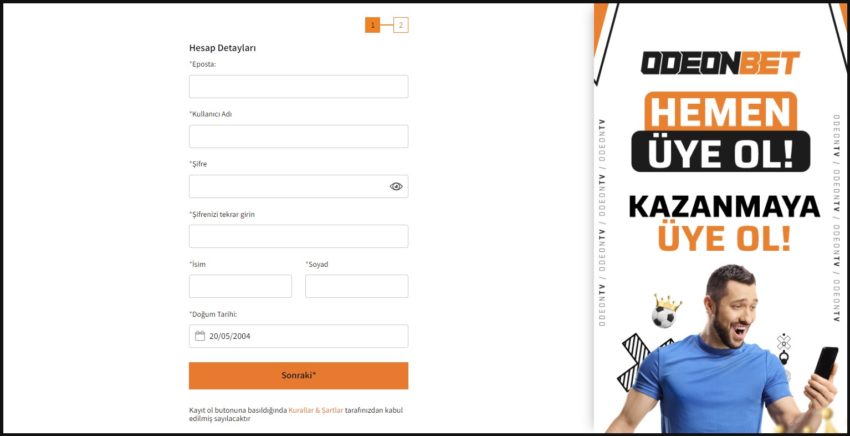 odeonbet üye başvuru formu