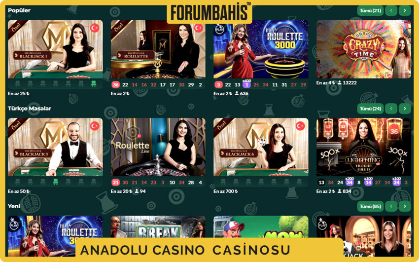 AnadoluCasino giriş sayfası, üst menüde Spor, Canlı, Casino sekmeleri ve giriş butonu