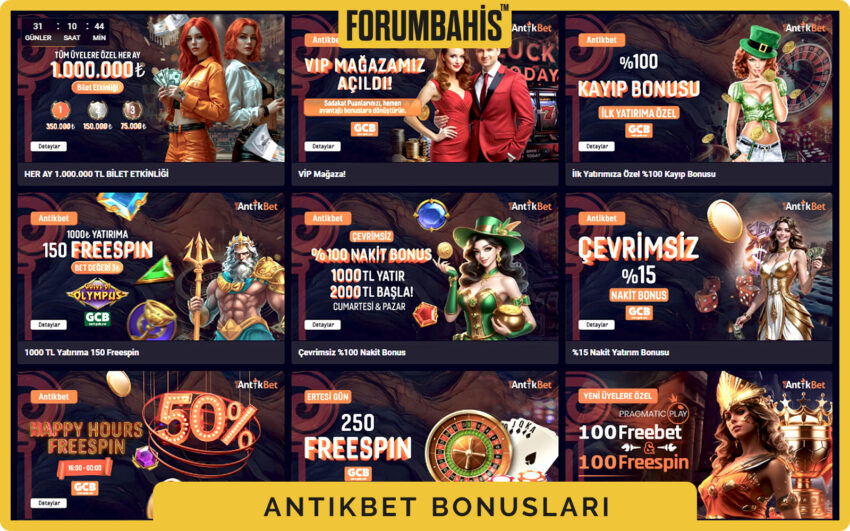 Antikbet bonuslar bölümü, yatırım bonus ve çevrim şartı etiketi