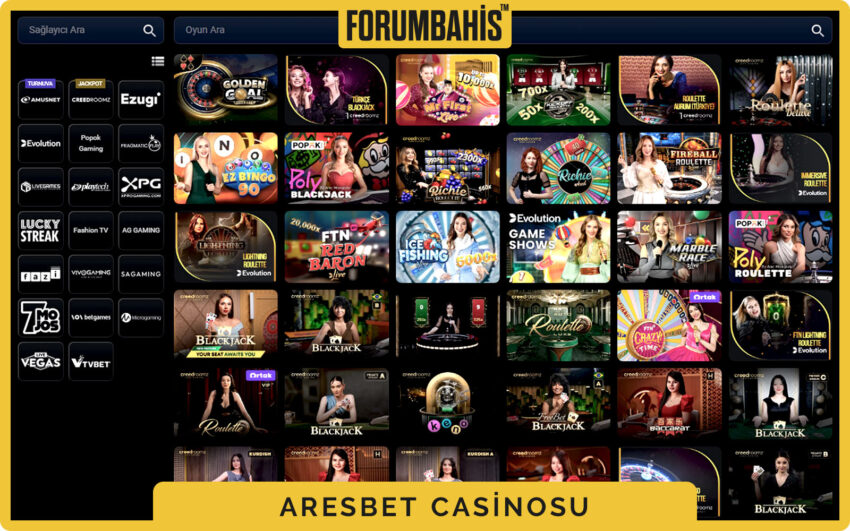 Aresbet casino mobil uyumlu görünüm, alt menü ve kısayollar