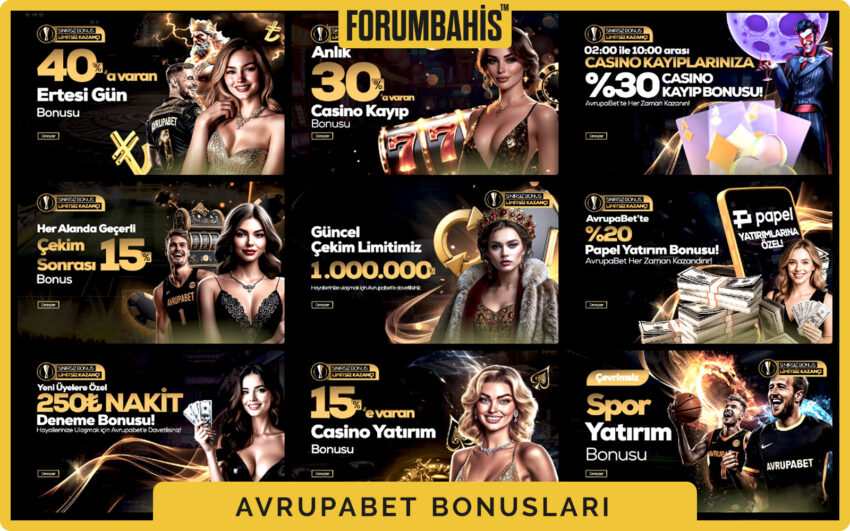 Avrupabet bonuslar sekmesi, turnuva bonus ve ödül havuzu bilgisi