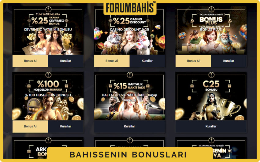 Bahissenin bonuslar bölümü, yatırım bonus ve çevrim şartı etiketi
