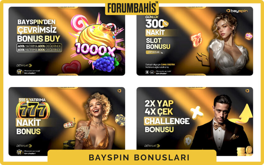 Bayspin bonuslar genel görünüm, tüm bonus listesi ve filtre etiketleri