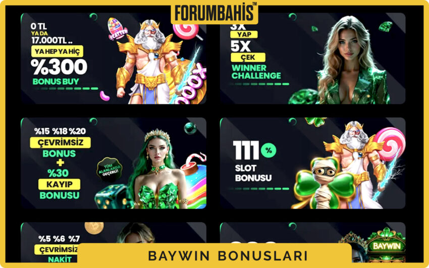 Baywin bonuslar sekmesi, turnuva bonus ve ödül havuzu bilgisi