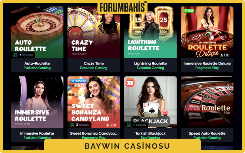 Baywin casino grid görünümü, yüksek çözünürlüklü kapak görselleri