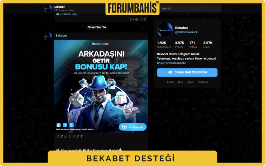 Bekabet bildirim bandı, çalışma saatleri ve canlı destek bağlantısı