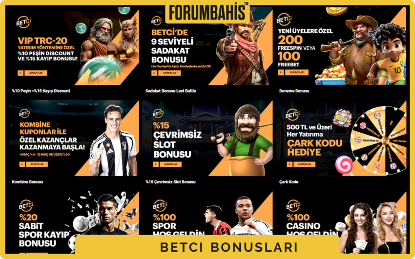 Betci bonuslar bölümü, yatırım bonus ve çevrim şartı etiketi