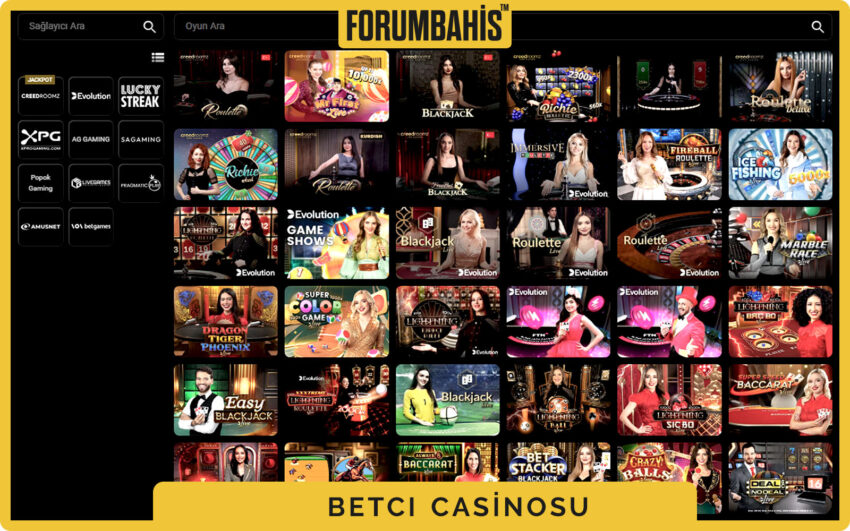 Betci casino filtre paneli, volatilite ve RTP seçenekleri