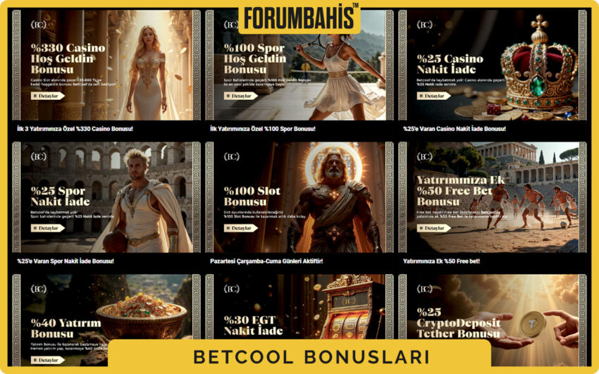 Betcool bonuslar sekmesi, turnuva bonus ve ödül havuzu bilgisi