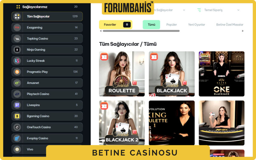 Betine giriş sayfası, üst menüde Spor, Canlı, Casino sekmeleri ve giriş butonu