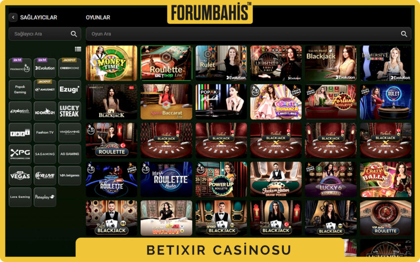 Betixir casino slot listeleme, sağlayıcıya göre sıralama ve filtre