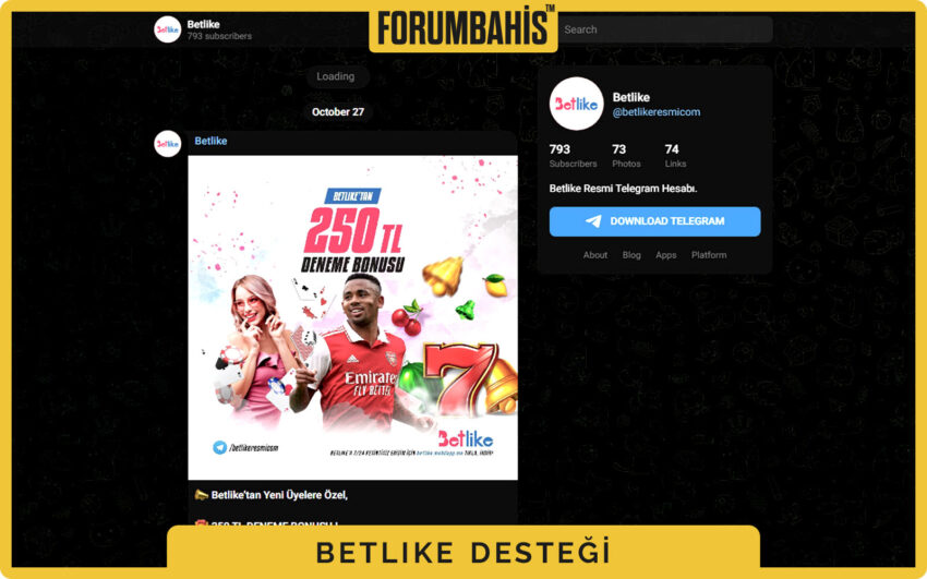 Betlike iletişim sayfası, telefon ve sohbet kısayolları ile destek erişimi