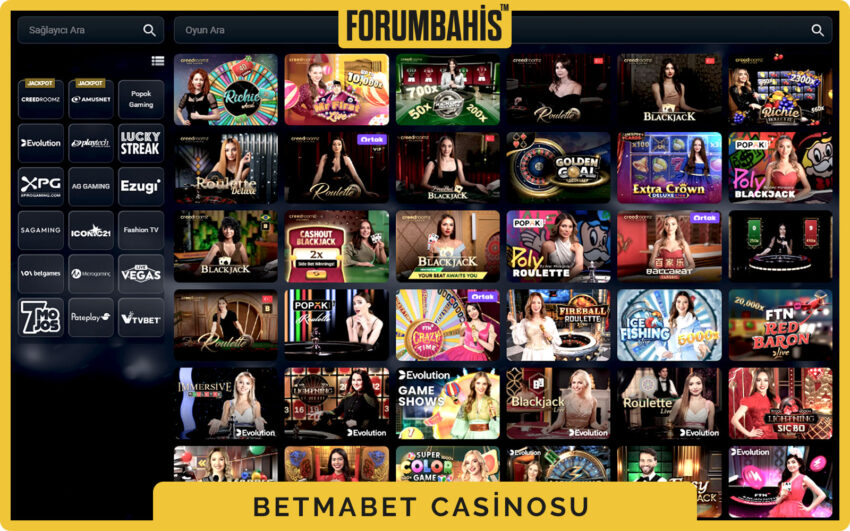 Betmabet casino lobisi, rulet ve blackjack canlı masaları listesi