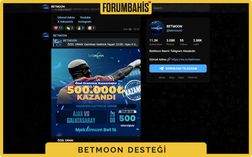 Betmoon mobil SSS sayfası, hesap ve teknik destek başlıkları
