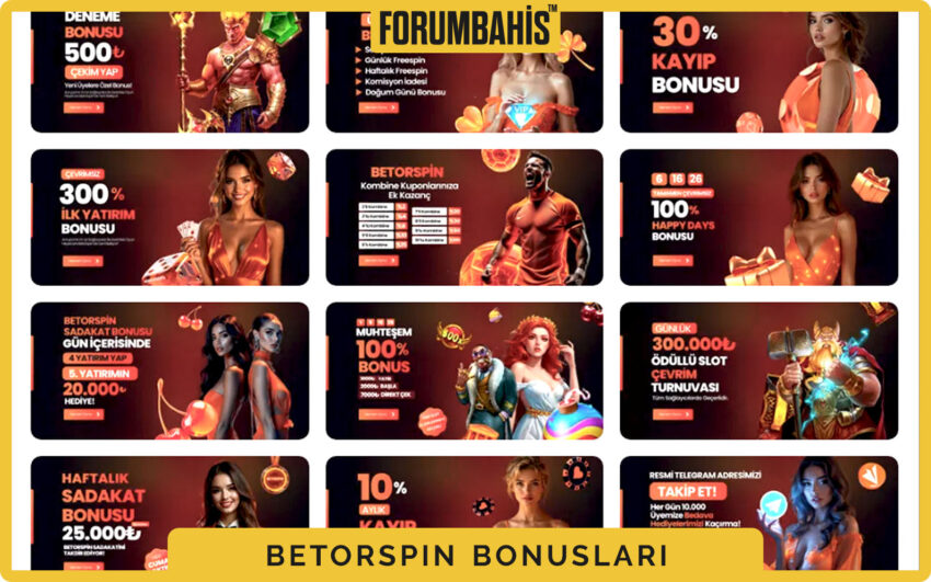 Betorspin bonuslar bölümü, yatırım bonus ve çevrim şartı etiketi