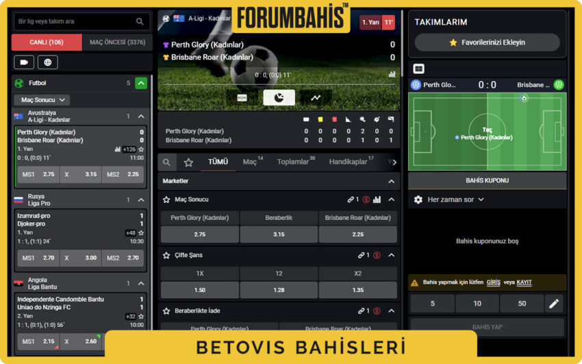 Betovis casino ana sayfa ekran görüntüsü, slotlar ve canlı masalar