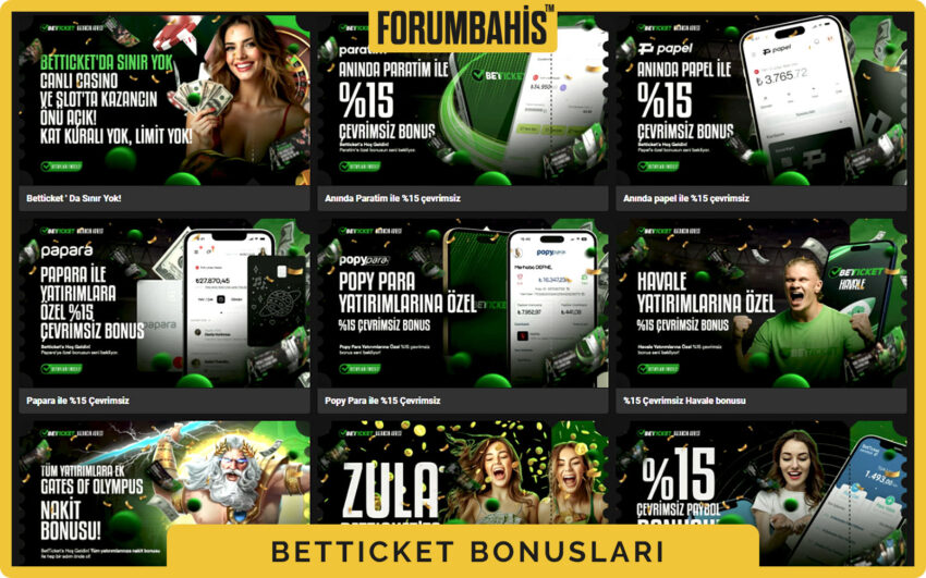 Betticket bonuslar sekmesi, turnuva bonus ve ödül havuzu bilgisi