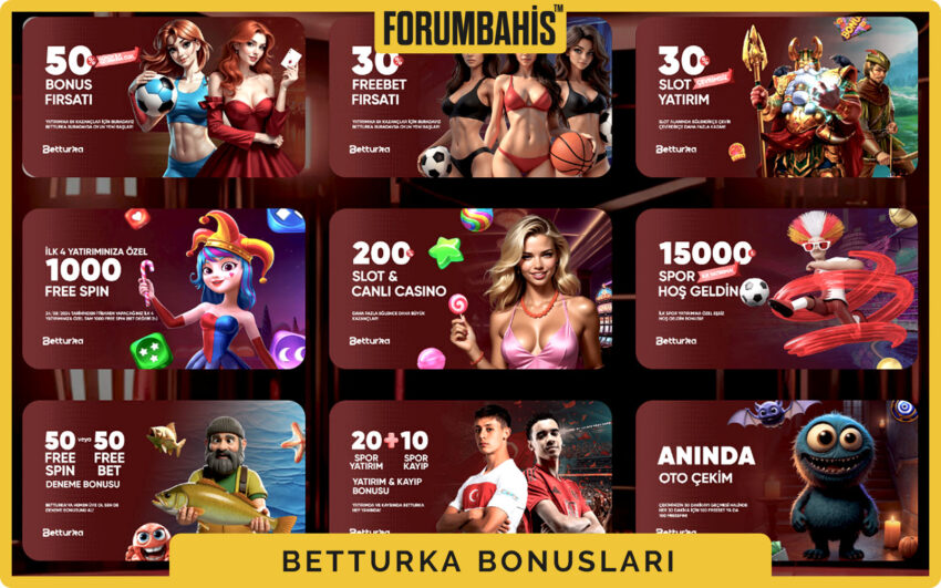 Betturka bonuslar bölümü, yatırım bonus ve çevrim şartı etiketi
