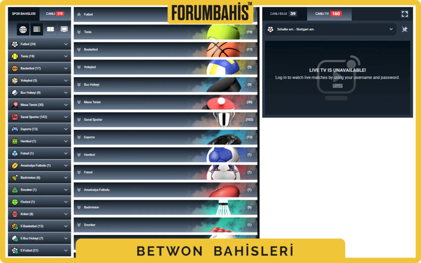 Betwon bonus listesi, spor bahisleri için yüzde oranlı bonus kartları