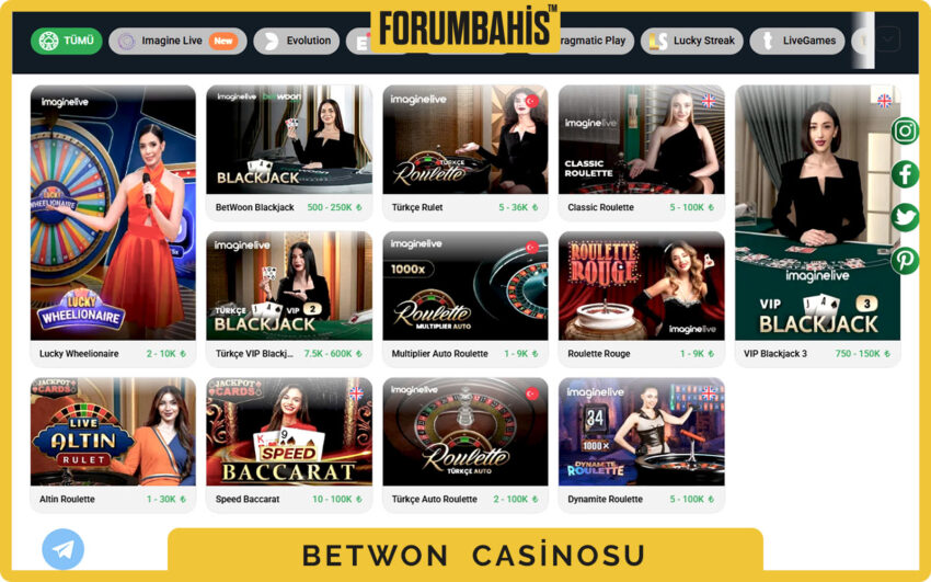 Betwon casino rulet lobisi, Avrupa ve Lightning varyantları