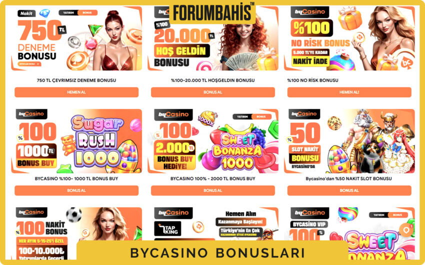 Bycasino bonuslar sekmesi, turnuva bonus ve ödül havuzu bilgisi