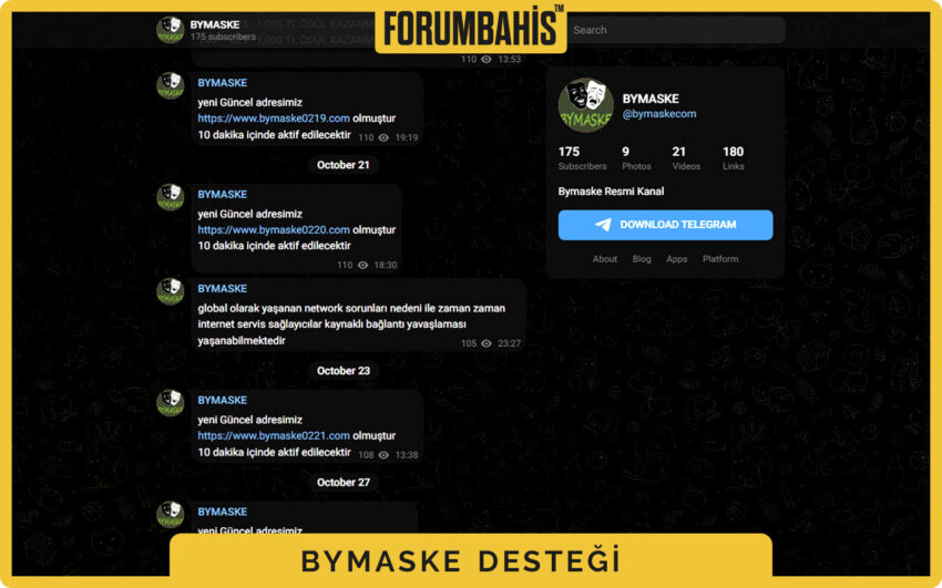 Bymaske profil ayarları sayfası, güvenlik uyarıları ve destek kılavuzu