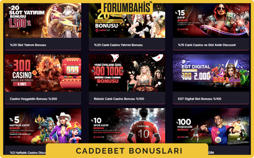 Caddebet bonuslar sekmesi, turnuva bonus ve ödül havuzu bilgisi
