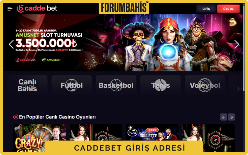 Caddebet başlangıç ekranı, üst çubukta dil seçimi TR ve giriş butonu