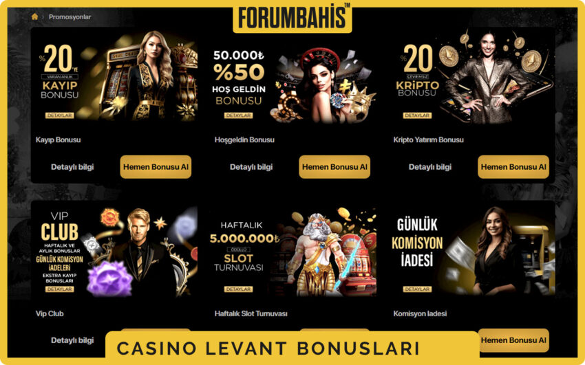 CasinoLevant bonuslar genel görünüm, tüm bonus listesi ve filtre etiketleri