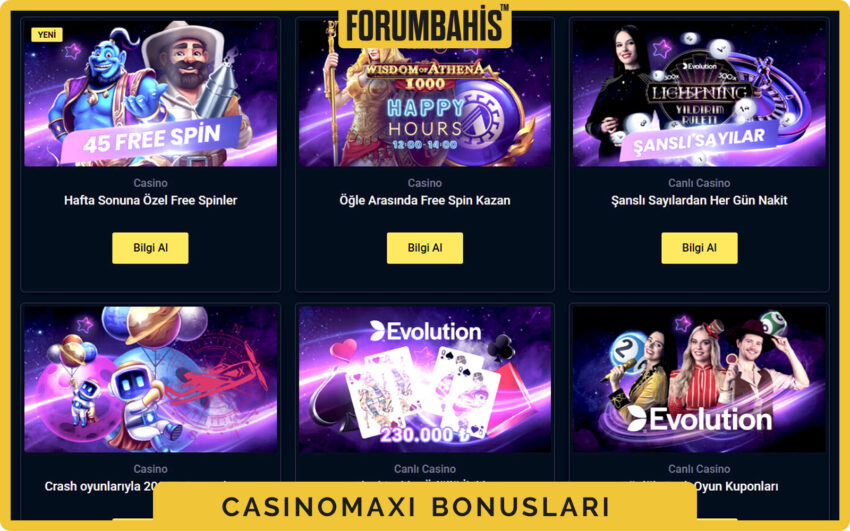 Casinomaxi bonuslar bölümü, yatırım bonus ve çevrim şartı etiketi
