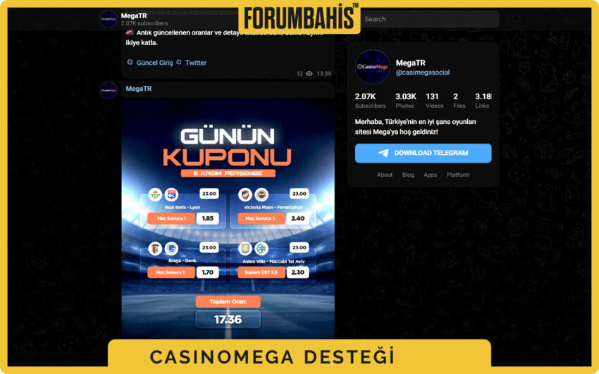 Casinomega iletişim formu, ad–mesaj alanları ve destek gönder butonu