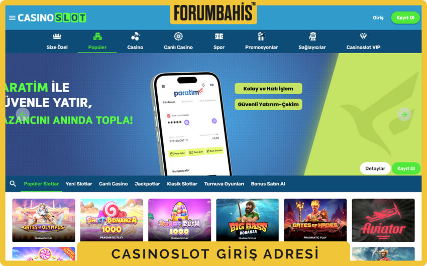 Casinoslot mobil uyumlu giriş ekranı, hamburger menü ve sabit alt bar