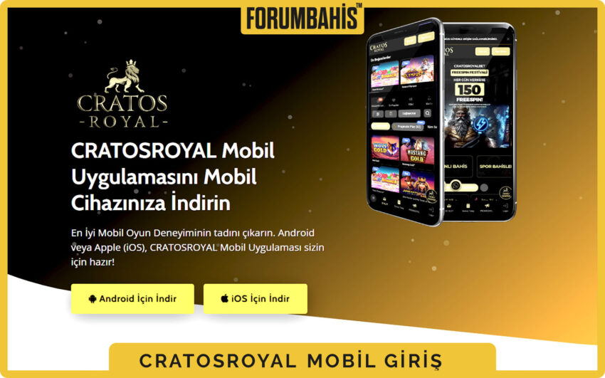 Cratosroyalbet mobil genel görünüm, üstte logo altta hızlı giriş ve kupon kısayolu
