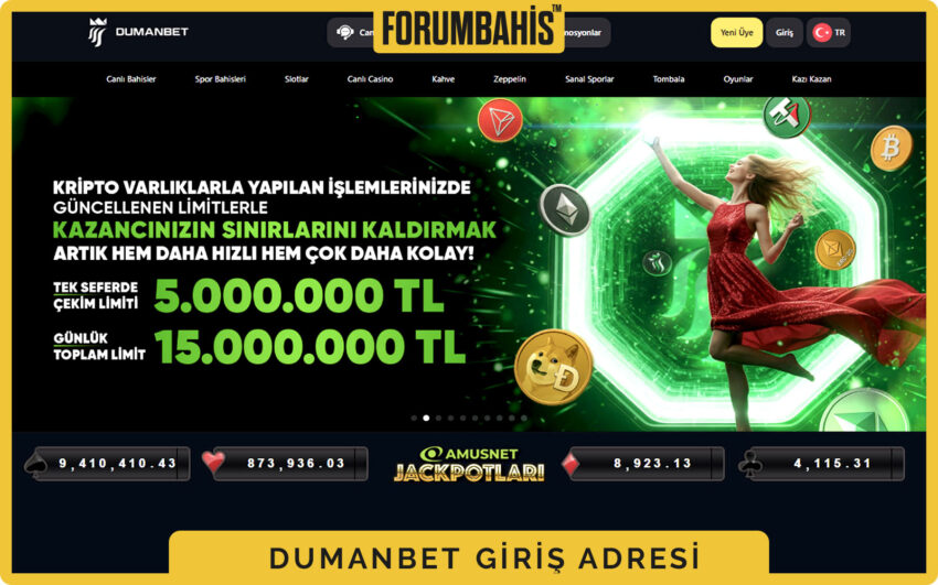 Dumanbet ana sayfa yerleşimi, sol menü kategorileri ve giriş butonu vurgulu