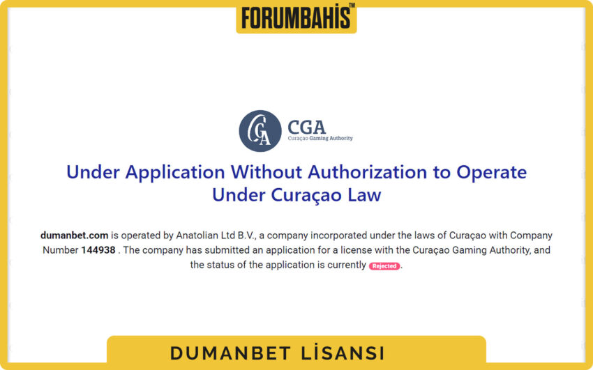 Dumanbet lisans tabı, ülke kodu ve lisansın geçerli olduğu bölgeler