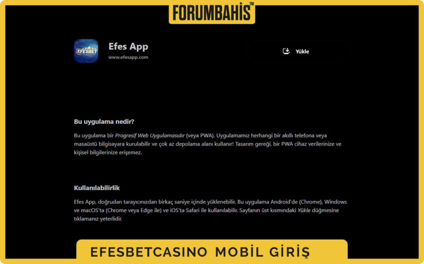 Efesbetcasino mobil kampanya sayfası, reload ve cashback başlıkları