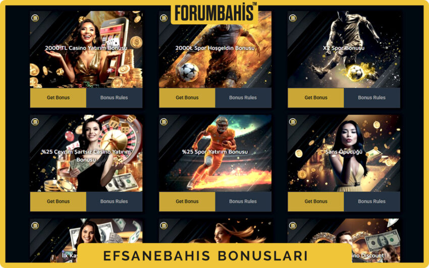 Efsanebahis bonuslar tablosu, çevrim katsayısı ve uygun oyunlar listeli bonus