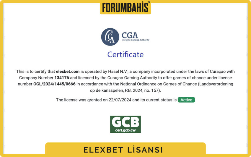 Elexbet lisans metni, lisans veren kurumun kısa açıklaması