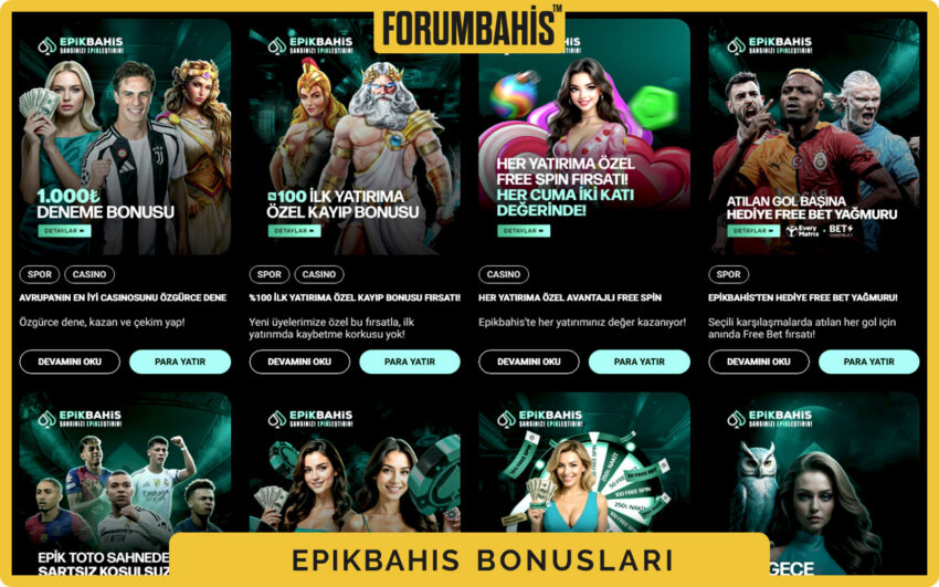 Epikbahis bonuslar tablosu, çevrim katsayısı ve uygun oyunlar listeli bonus