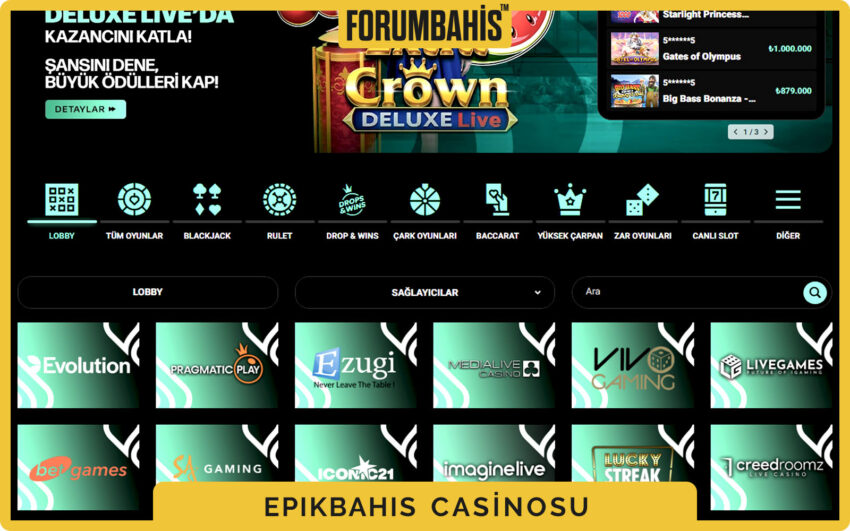 Epikbahis casino slot listeleme, sağlayıcıya göre sıralama ve filtre
