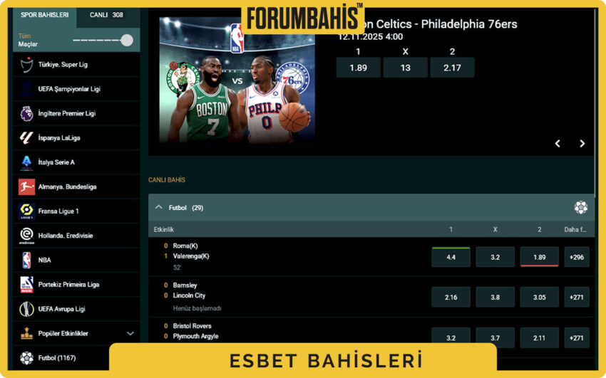 Esbet iletişim menüsü, kategori seçimi ve destek bileti oluşturma