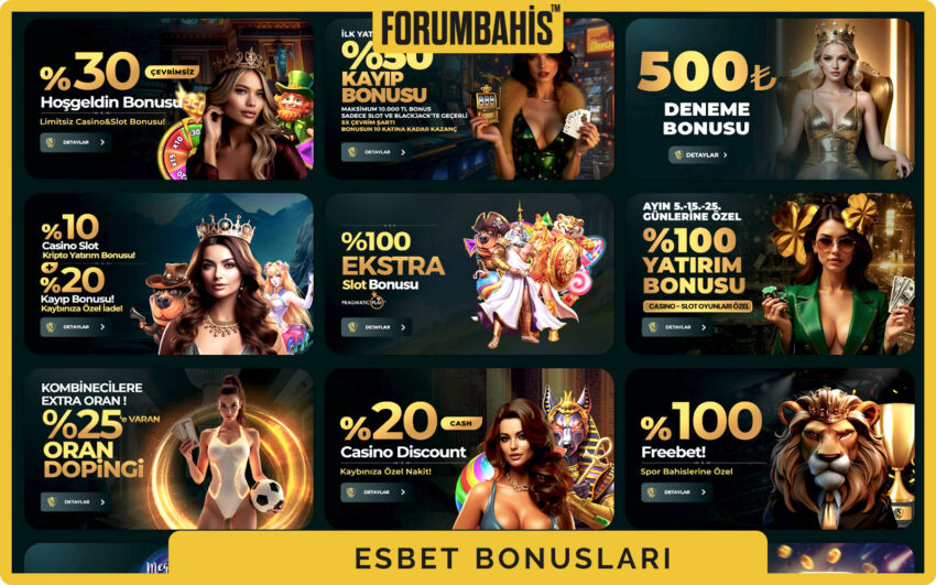 Esbet bonuslar bölümü, yatırım bonus ve çevrim şartı etiketi