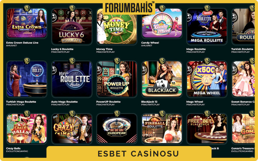 Esbet casino filtre paneli, volatilite ve RTP seçenekleri
