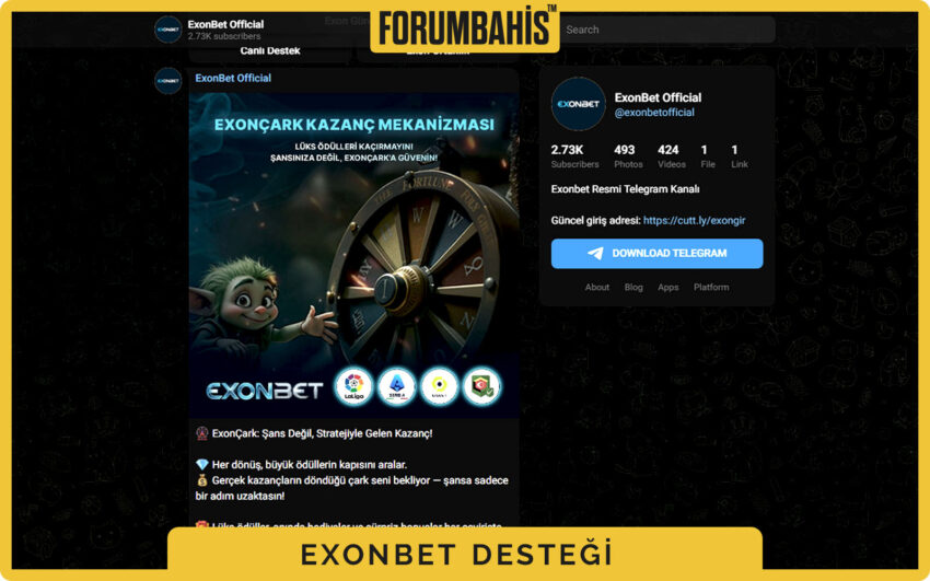 Exonbet alt bilgi alanı, sosyal ikonlar ve 7/24 destek ifadesi