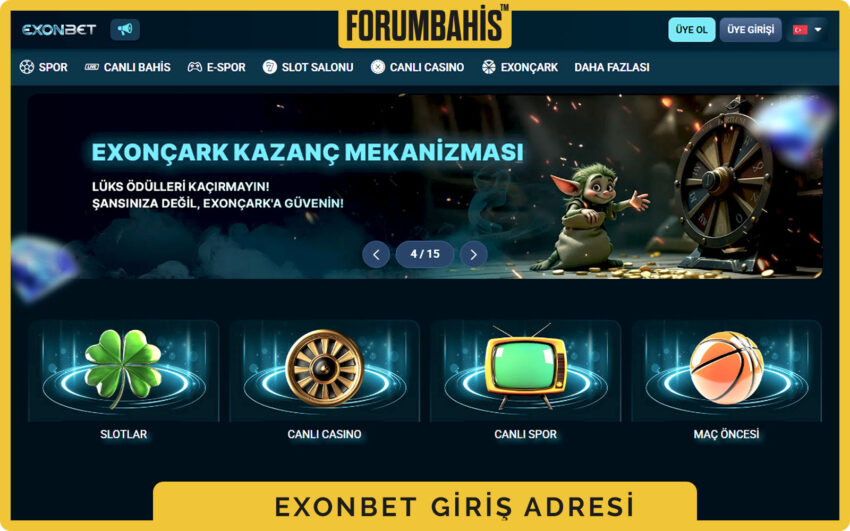 Exonbet giriş formu, kullanıcı adı ve şifre alanları, Şifremi Unuttum bağlantısı görünür
