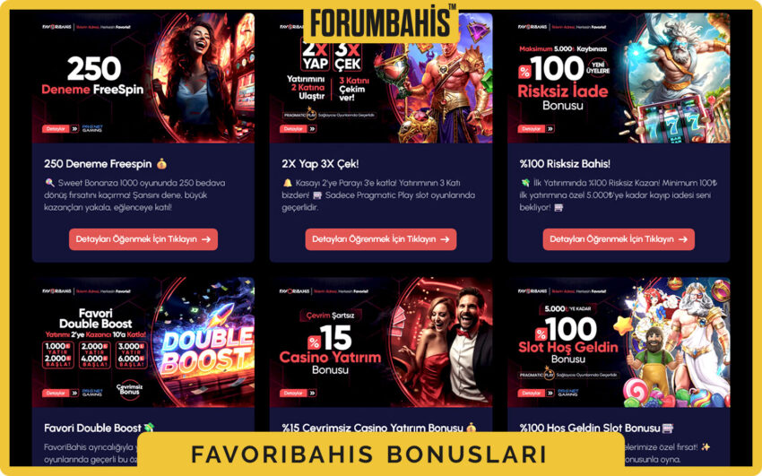 Favoribahis bonuslar tablosu, çevrim katsayısı ve uygun oyunlar listeli bonus