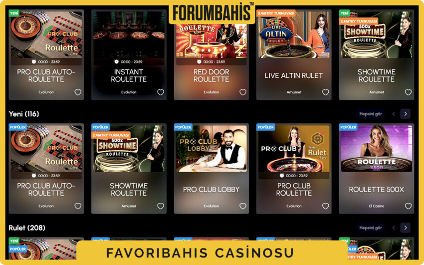 Favoribahis mobil canlı casino lobisi, masa listesi ve dil seçenekleri