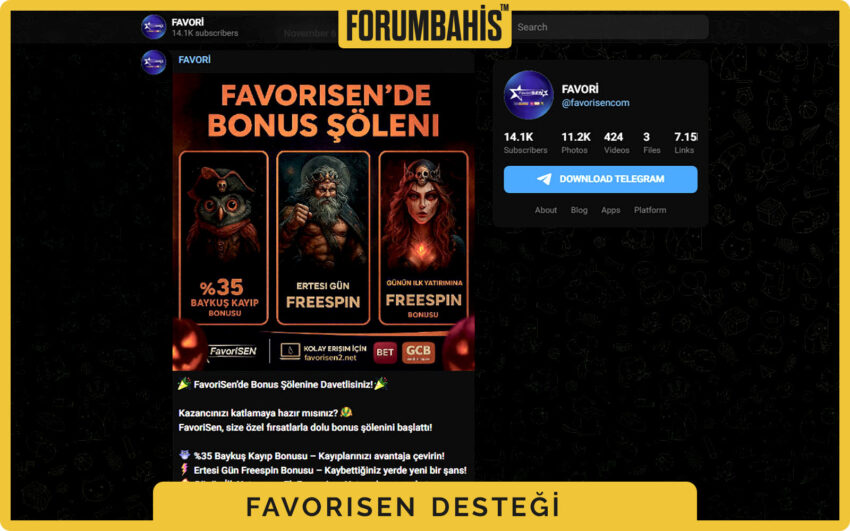 Favorisen üst menü, canlı destek balonu ve tek tıkla giriş çağrısı