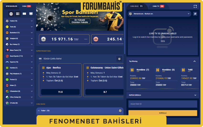 Fenomenbet mobil ana sayfa ekranı, üstte giriş ve kayıt butonları